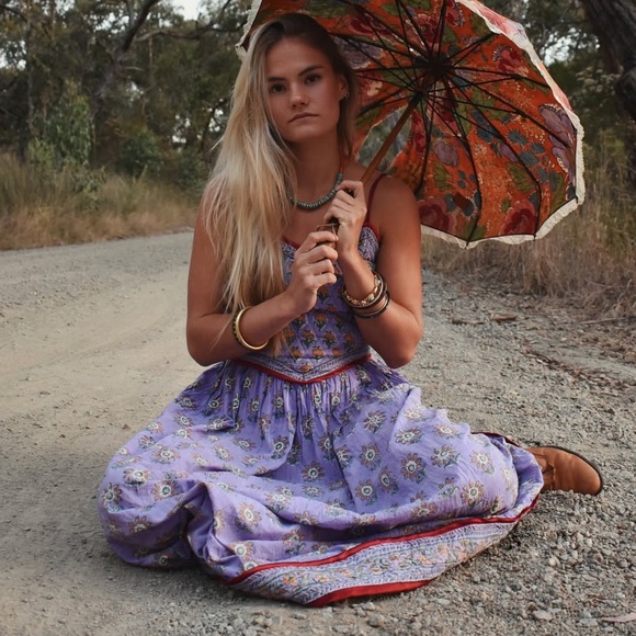 SOLD OUT 💜The Outlaw Dame sz Small, smocked maxi dress - Picture 4 of 10